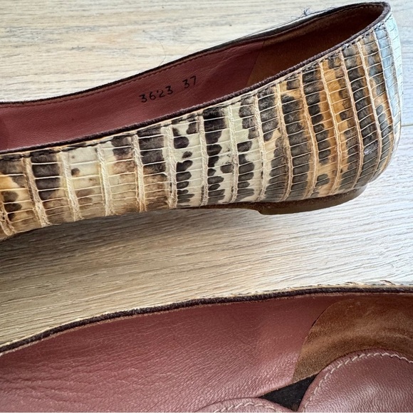 Alaia Snake Embossed Bow Tie Leather Flats 37 - Picture 6 of 6